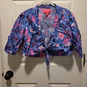 Lilly Pulitzer Livvie Top And Skirt Set in Boca Blue Birds Eye View Large
